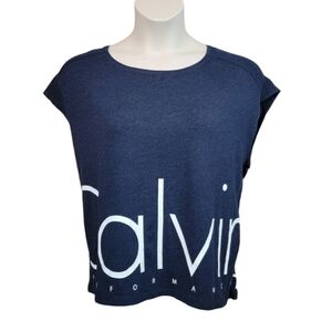Calvin Klein Performance Women's Logo Tank Sleeveless Top Blue Size XL‎ MSRP $39